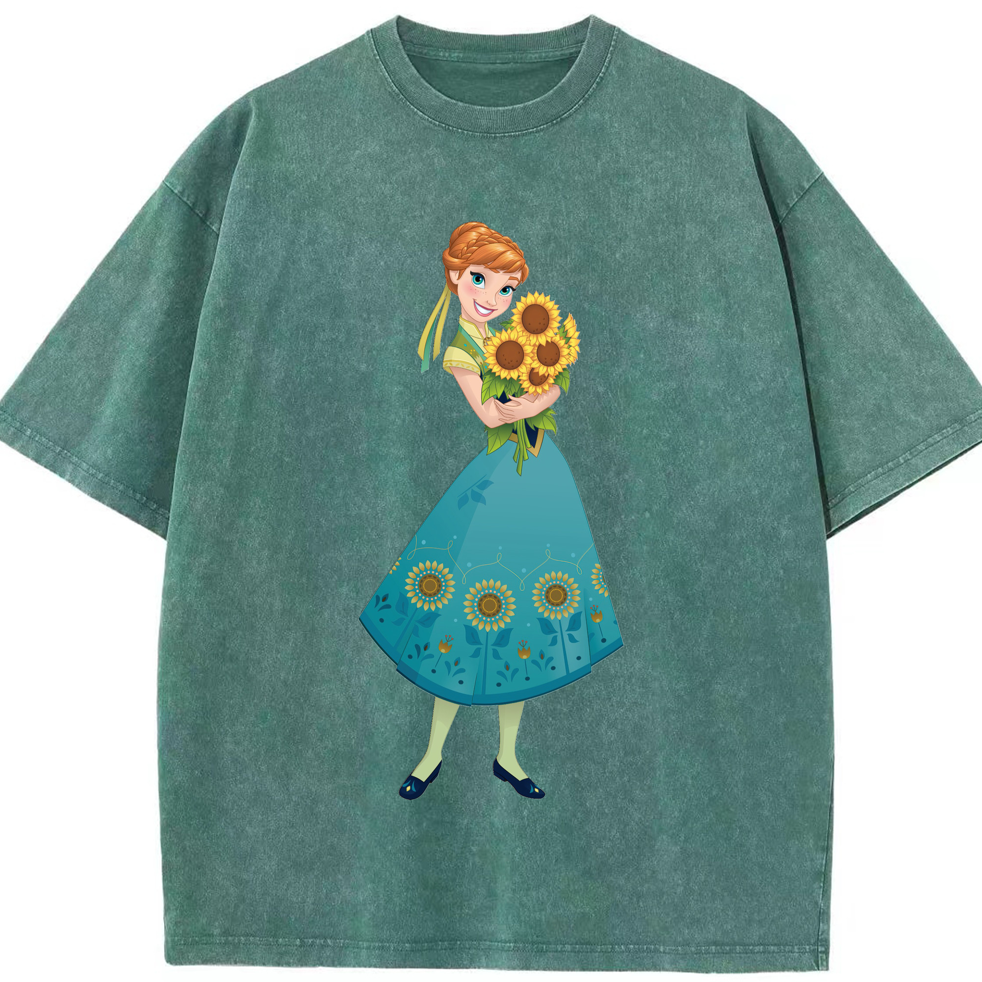 （画像用） アナと雪の女王 アンナ エルサ Frozen Anna Elsa 綿100% ヴィンテージ風 半袖Tシャツ（フロントプリント）